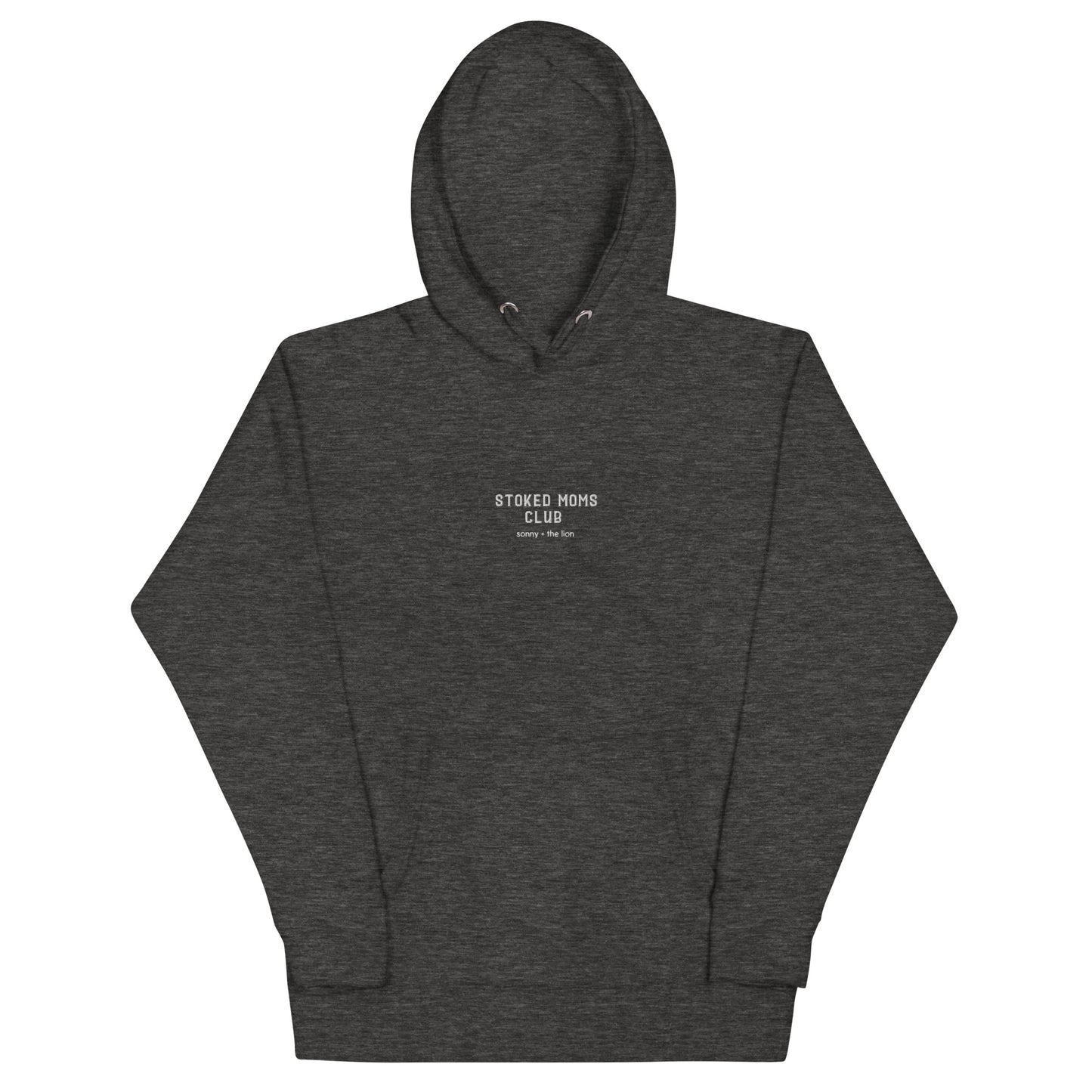 Stoked Moms Club Embroidered Hoodie - Charcoal/White