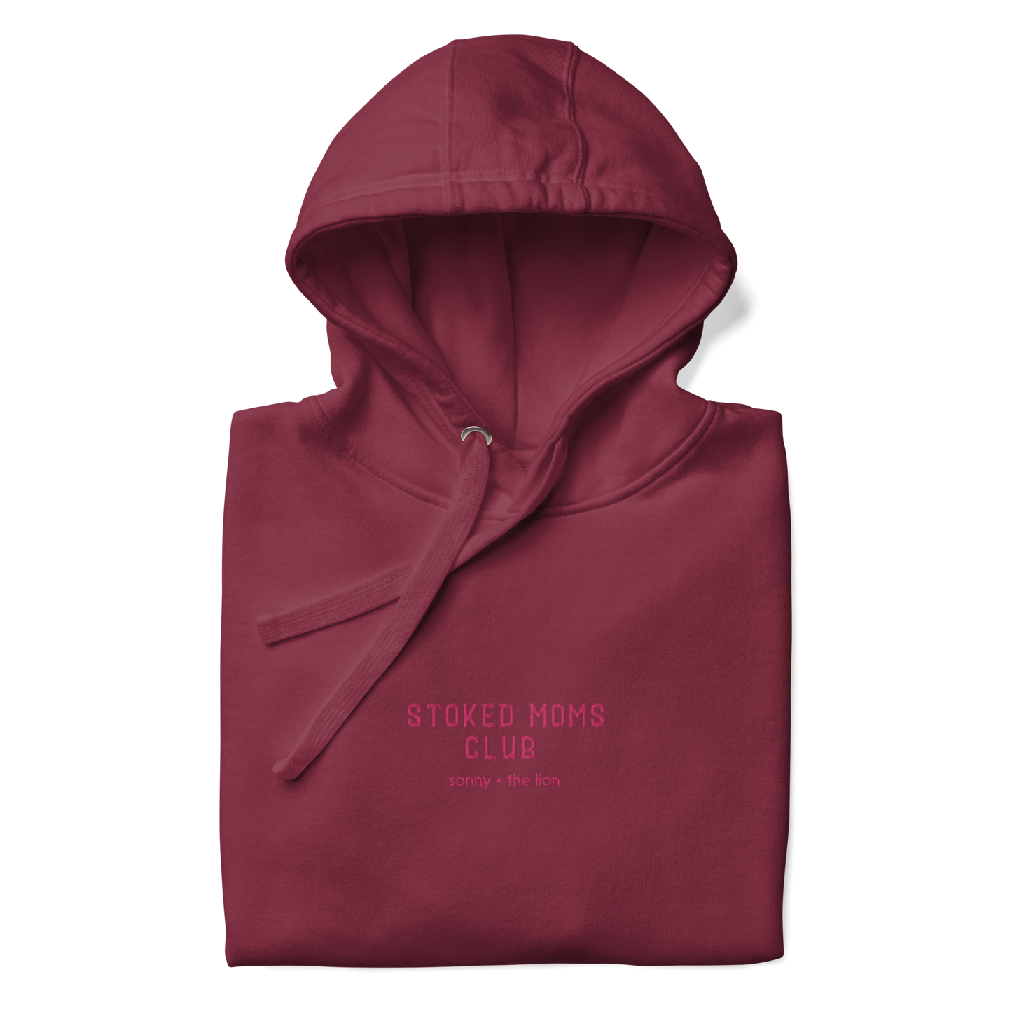 Stoked Moms Club Embroidered Hoodie - Magenta/Maroon