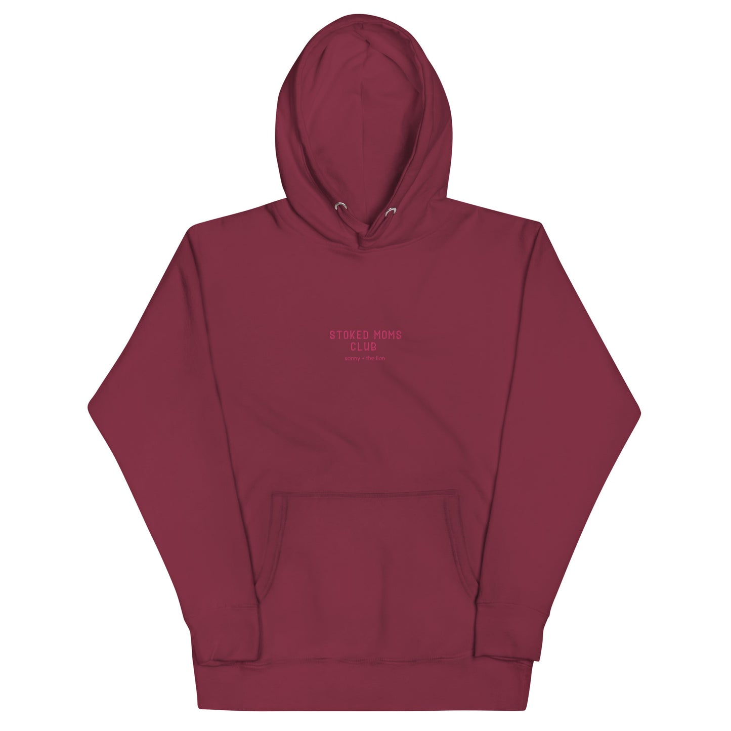 Stoked Moms Club Embroidered Hoodie - Magenta/Maroon