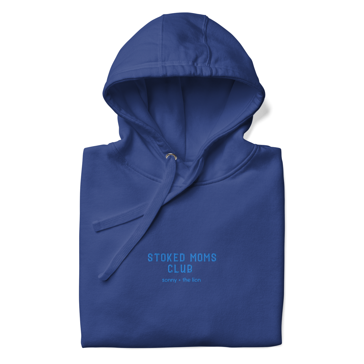 Stoked Moms Club Embroidered Hoodie - Royal/Teal